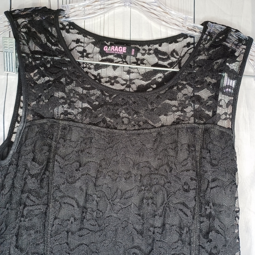 Garage Black Lace Sleeveless Goth Indie Sleeze Whimsigoth Flowy Skater Dress - Picture 3 of 9